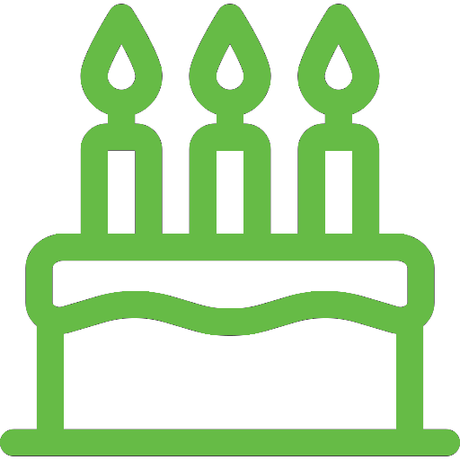 icon of a birthday cake with 3 candles